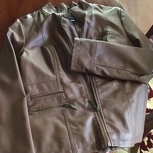 ALFANI FAUX LEATHER JACKET WOMENS